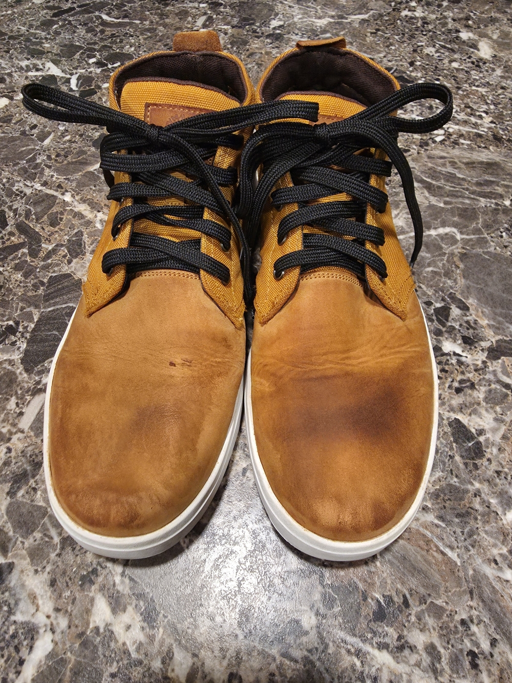Timberland Men's Davis Square Mixed Media Chukka Boots in Wheat with Black Laces